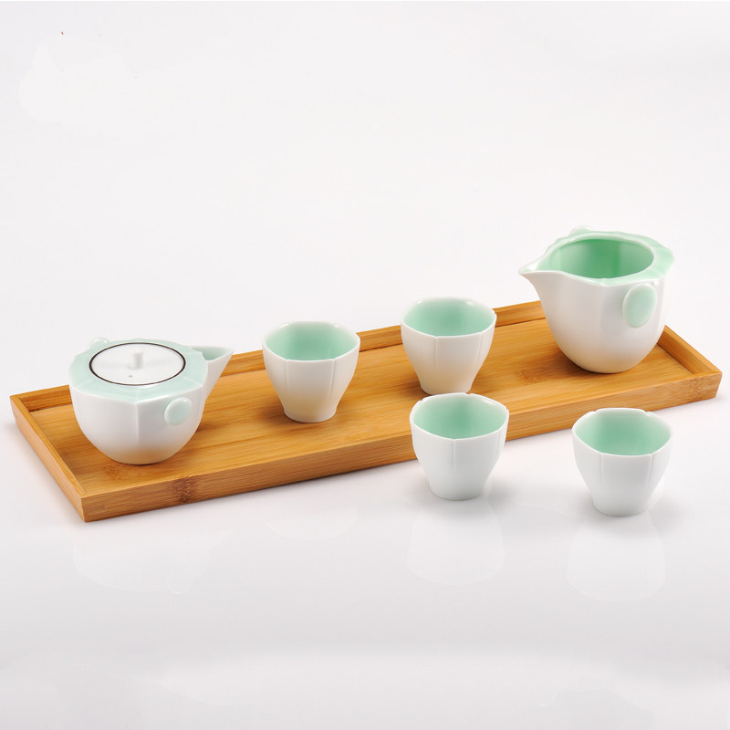 Ancient Wu Kiln Fire Simplified Tea Ceremony Series Six Degrees Set One Pot Four Cups One Fair Gift Box Packaging Lotus Pond Moonlight