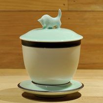 Guwu kiln fire celadon ceramic kung fu tea set 12 zodiac lid bowl tea cup special gift box