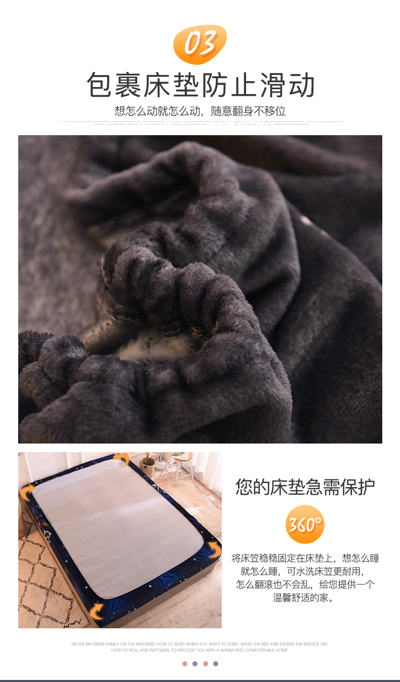 Coral lông cừu bộ nệm đơn mùa đông dày ấm flannel trải giường đặt Simmons nệm bọc 	ga chun trải giường 2mx2m2	