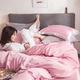 Bông rửa denim hai mặt giường lụa ròng mùa xuân đỏ 1,5 mét 1.8m đôi phụ nữ chăn đơn - Bộ đồ giường bốn mảnh bộ chăn ga Bộ đồ giường bốn mảnh