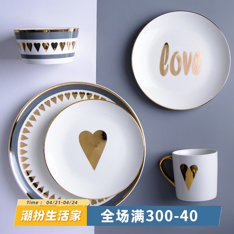 Implicit artisan Nordic plate ins dishes suit web celebrity steak dinner plate household ceramics tableware food dish
