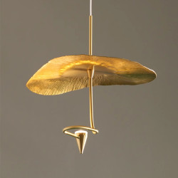 Nordic Light Luxury Restaurant Bar Counter All-Copper Bedroom Bedside Hotel Homestay Designer Model Room Creative Lotus Leaf Chandelier