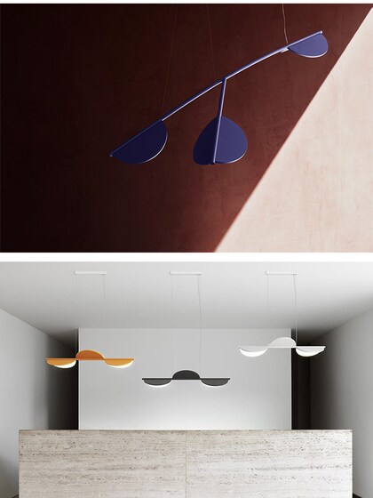 New Italian Post-Modern Restaurant Island Designer Chandelier Long Strip Creative Leaf Living Room Tea Room Led Light