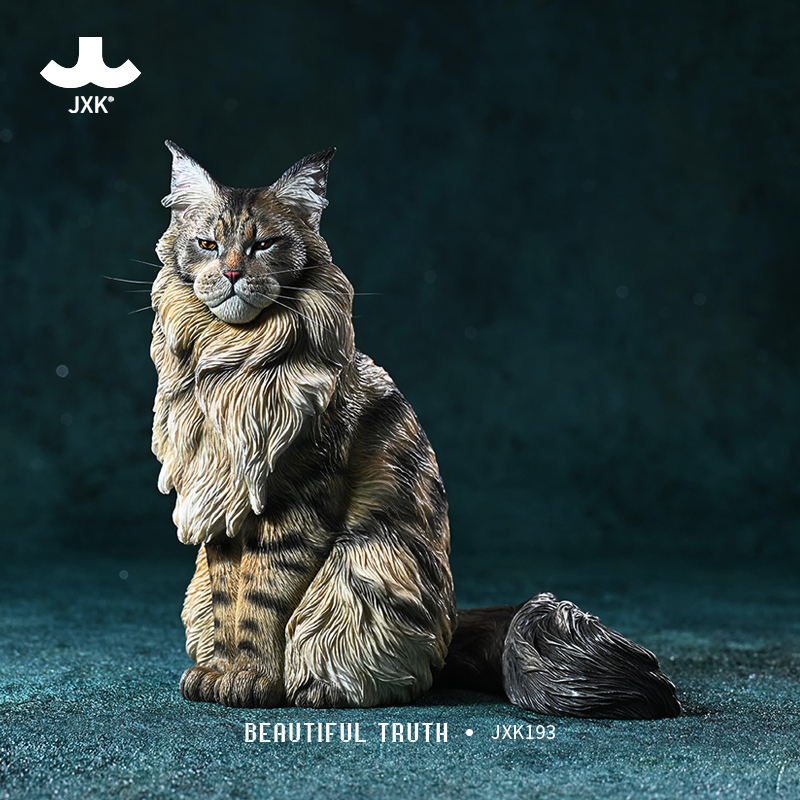 Jxk Maine  Cat Model Pet Cat Figurine Sitting Posture Cool and Handsome Kitten Simulation Model Ornament
