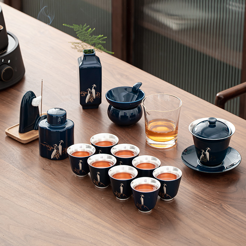 Yuzhong Silver Tea Set Household Kunfu Tea Cup Gift Bowl covered by Jingdezhen Ceramic Office Members