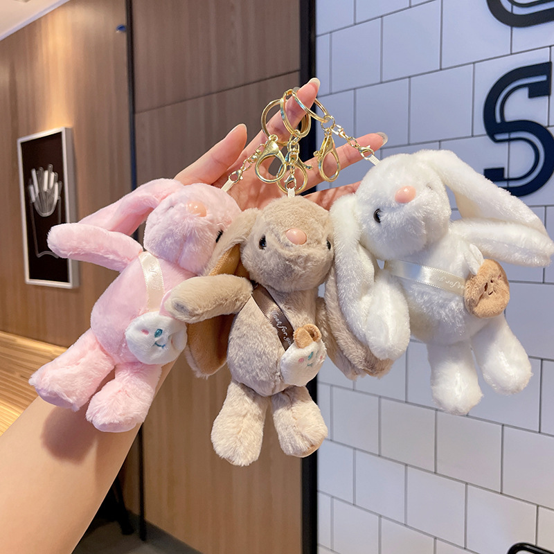 Premium Rabbit Fur Backpack, Rabbit Plush Pendant, Bag Decoration, Girly Cartoon Doll Keychain