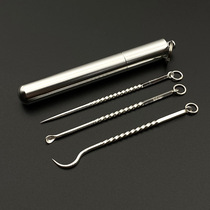 Sterling silver toothpick ear spoon portable tooth artifact three-piece metal hygiene portable creativity to send parents and elders