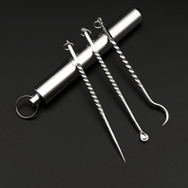 S999 foot silver toothpick sterling silver curved hook picking tool portable creative box box for parents and elders