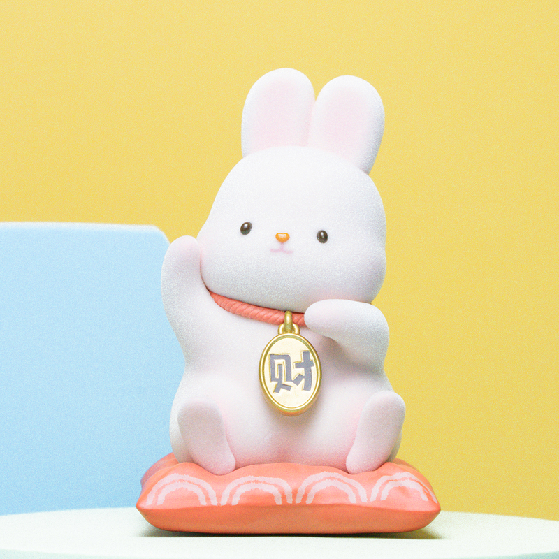 Authentic Touchable Rabbit Figurine Cute Fortune Rabbit Doll Office Desktop Wealth-Bringing Rabbit Ornament Gift