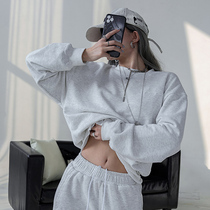 MOONA Snowflake Grey Sweatshirt Woman Spring Autumn Season 2022 New Pure Cotton Loose Fashion Round Collar and Tide Blouse