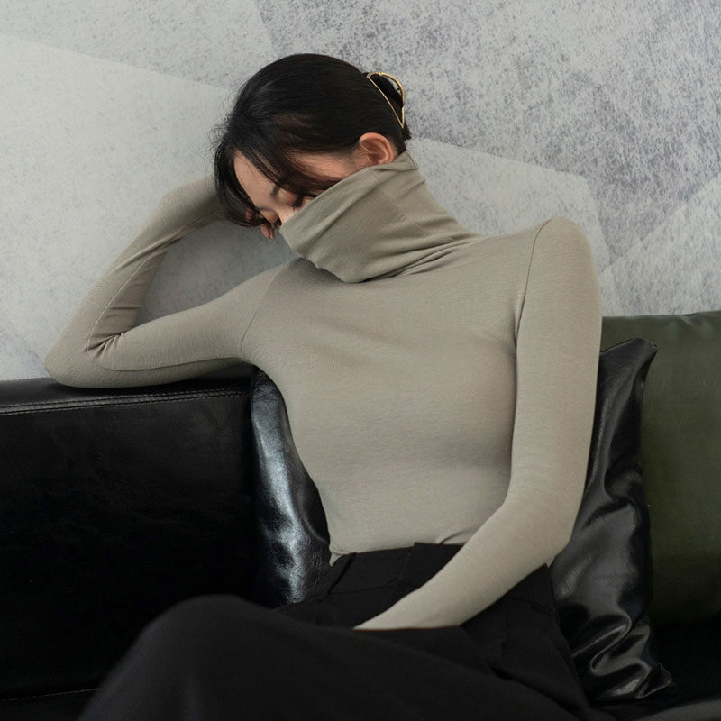 MOONA customized autumn and winter cashmere wool bottoming sweater women's high-necked slim fit with a thin and versatile fashion knitted sweater