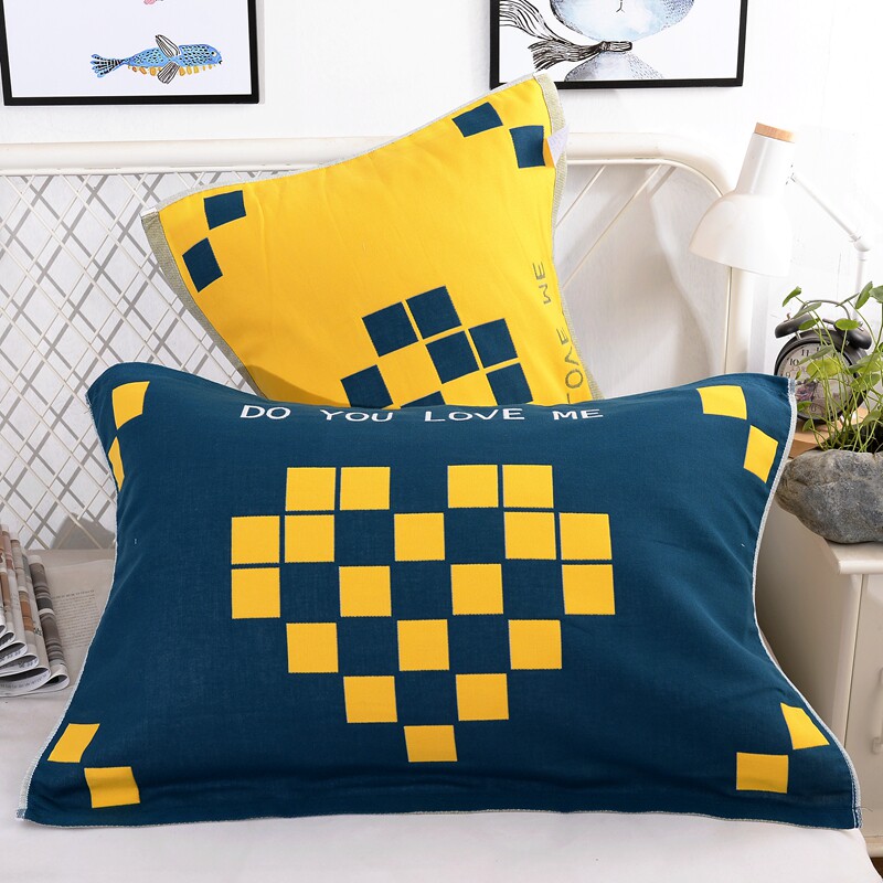 Pure cotton gauze pillow cover a pair of cotton high-end single Nordic simple couple summer sweat-absorbing pillow cover