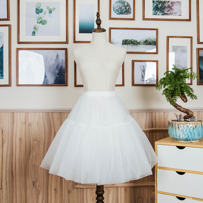 taobao agent Lolo Tower skirt daily boneless soft gauze lolita puffed skirt mid -length violent card door lining skirt white