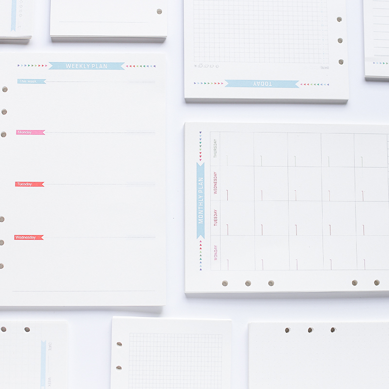 Loose-leaf stand-in core Linen Paper Color Inner Core Six Holes A5A6 Loose-leaf Bennet Page Notebook 6 Holes Loose-leaf Paper