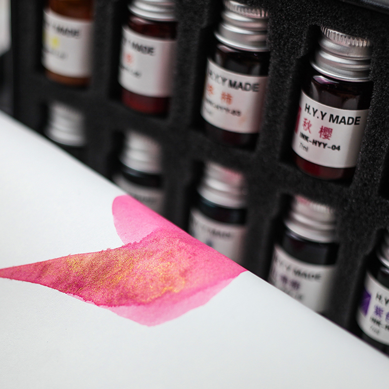 Gold powder color ink set bright powder gradient color antique color ink non-carbon glass pen dipped in water dip pen gift box