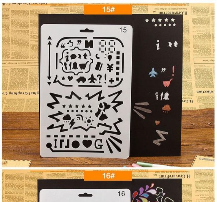 Tài khoản đa chức năng tay rỗng ren thước trang trí album trẻ em tay sao chép báo vẽ khuôn mẫu thước kẻ 24 - Tự làm khuôn nướng khuôn oval