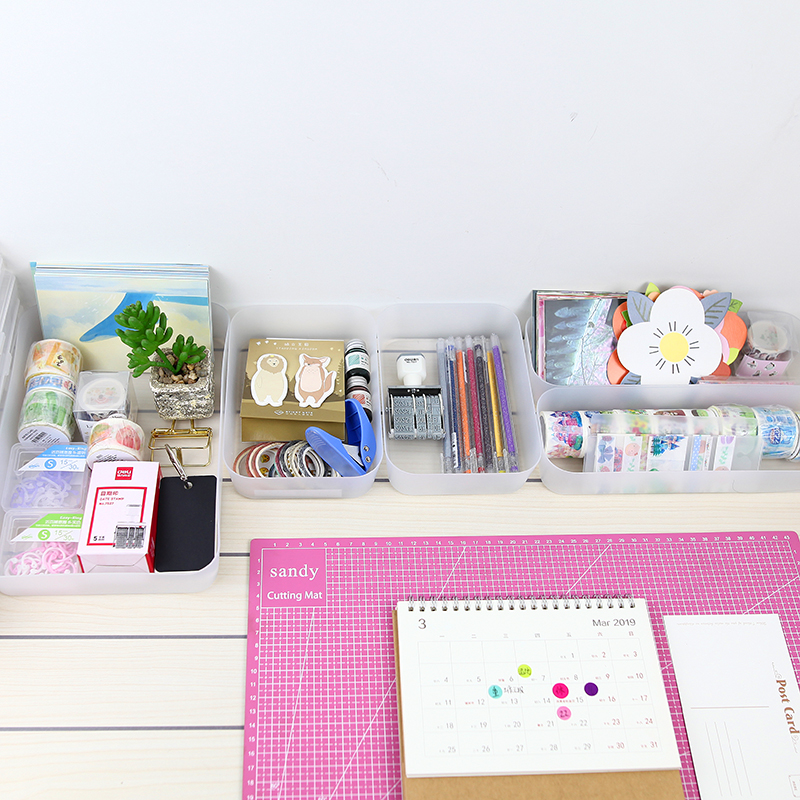 Simple desktop student debris collection box handledger tape stickers plastic plastic packaging box