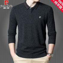 Pilkardan 100 cashmere sweatshirt men middle-aged autumn and winter hit undershirt mens high-end wool t-shirt papa dress POLO shirt