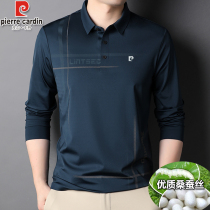 Pilkardan Mulberry Silk Long Sleeve T-Shirt Men Casual Blouse Autumn Daddy Dress Ice Silk Polo Jersey Man