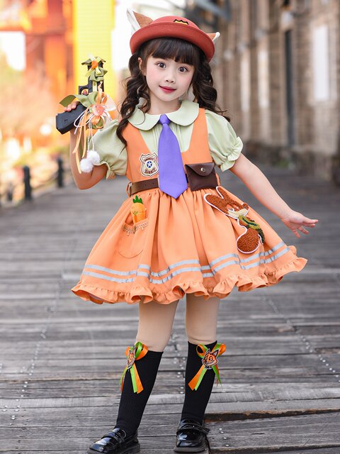 Girls' Zootopia Nick Fox Cosplay Costume Little Girl Lolita Princess Dress Disney Birthday Dress
