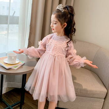 Girls' Dress Autumn 2023 New Stylish Children's Spring and Autumn Long-Sleeve Tulle Dress Princess Dress Autumn Puffy Dress