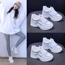 Inner increase small white shoes female spring and autumn 2021 New Sports ins wild Net red super hot father trendy shoes