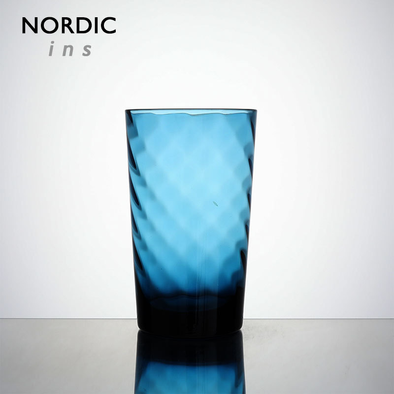 Nordic Minimalism! Blue Diagonal Striped Cup Copenhagen Blue Craft Beer Cup Whiskey Cup Water Cup Danish Blue