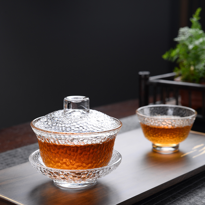 Transparent glass tureen kung fu tea set three to make tea household heat resisting high temperature) the teapot teacup set to use