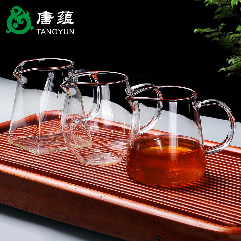 More reasonable glass cup and cup) suit one heat large sea points tea kungfu tea accessories