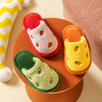 Childrens slippers autumn and winter household boys and girls indoor non-slip soft soles middle children cute home shoes cotton slippers