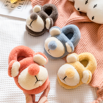 Childrens baby slippers autumn and winter indoor girls Children Home cotton shoes boys home non-slip bag heel warm cotton tow