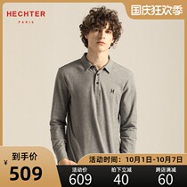 Hechter deniaite Autumn New 100% cotton long sleeve lapel T-shirt men slim Joker polo shirt