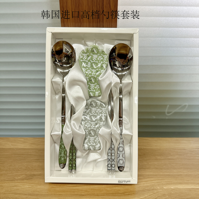 Korean Imported Genuine Sanmei Smf Stainless Steel Chopsticks and Spoon Set for Home Use, Adult Spoon and Chopstick Set with Mat Korean Imported Genuine Sanmei Smf Stainless Steel Chopsticks and Spoon Set for Home Use, Adult Spoon and Chopstick Set with Mat