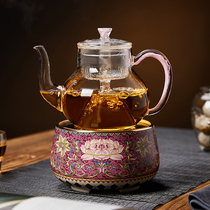 Taiwan Jade glass cooking teapot handmade steamed teapot high-end tea maker flower teapot gift box