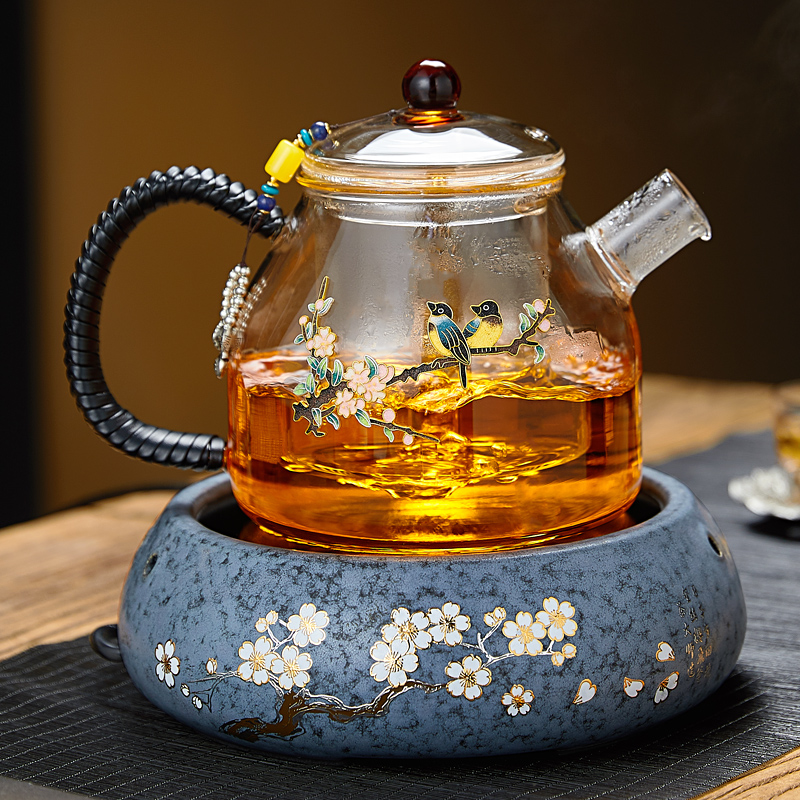 Cooking teapot glass large-scale kettle tea for tea housekeeper with automatic ceramic oven cooking set thicker high temperature resistance