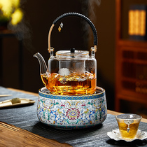 Glass teapot Teapot High temperature thickened household set Large capacity black tea teapot electric ceramic stove silver pot