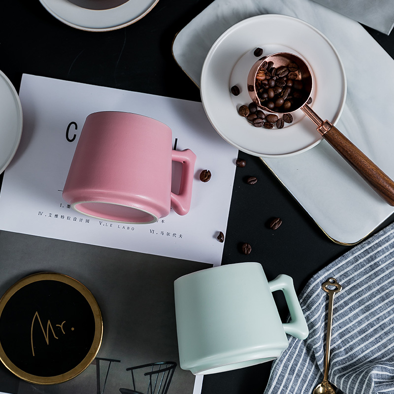 Nordic ins mark cup creative move lovers trend ceramic coffee cup oatmeal for breakfast cup and lovely girl