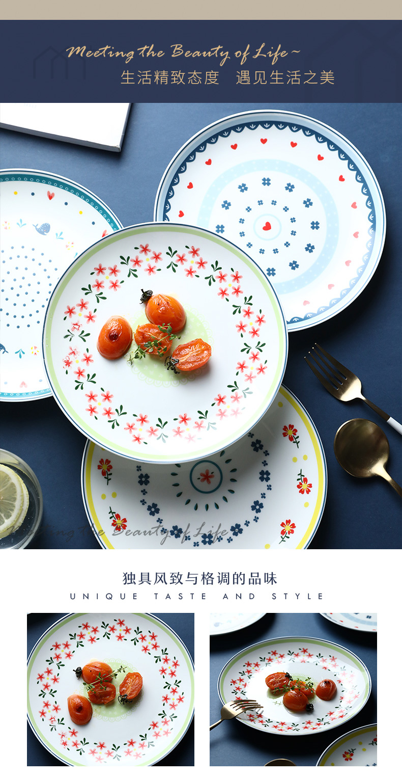 Japanese pretty creative ceramic plate plate combination suit household contracted steak plate tableware new dishes