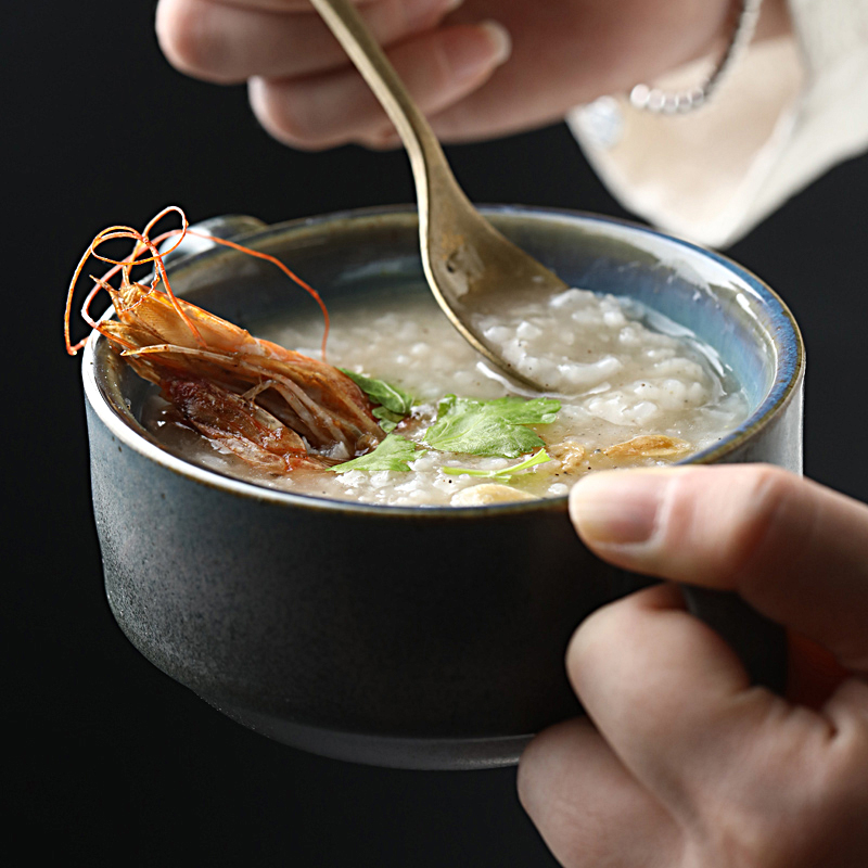 Creative use of single ear soup bowl of soup bowl of oatmeal breakfast cup Nordic ceramic tableware web celebrity ins household move