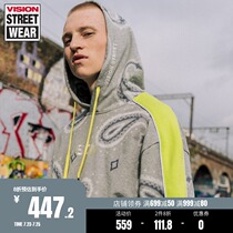 VISION STREET WEAR CONTRAST color sweater hooded pullover sweater men and women with the same