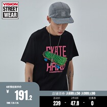 VISION STREET WEAR Men and women with the same street tide skateboard T-shirt PRINTING crew neck short-sleeved T-shirt