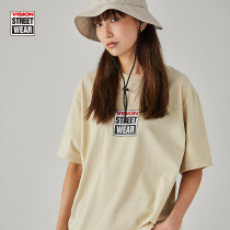 VISION Classic small BoxLogo printed heavy lbs loose short sleeves T-shirt for men and women 2022 spring and summer new