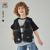 VISION Street Wear Men and womens children grid splicing Machia American street children clothing 22 summer new