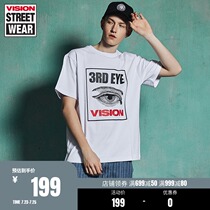 VISION printing cotton casual loose T-shirt men and women with the same V184NC7001