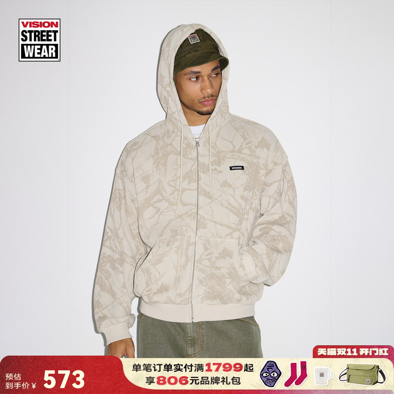 Vision Official Leaf Camo Series Leaf Camouflage Pattern Loose Hooded Cardigan Sweatshirt Vision Official Leaf Camo Series Leaf Camouflage Pattern Loose Hooded Cardigan Sweatshirt