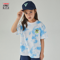 VISION Street Wear Men and women Childrens cotton short sleeve T-shirt full of printed floral dress 22 summer new