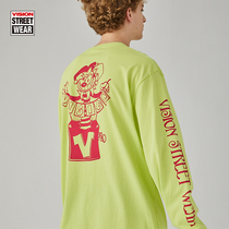 VISION Classic historical reengraving pattern printed heavy lbs loose long sleeves T-shirt for men and 22 the same 22 spring and summer new