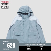 VISION STREET WEAR REFLECTIVE letter printing stitching jacket tide jacket thin MALE V201MN3004