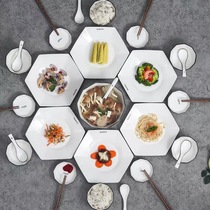 New dishes dishes dishes round table reunion cutlery set hexagonal creative household platter tableware combination