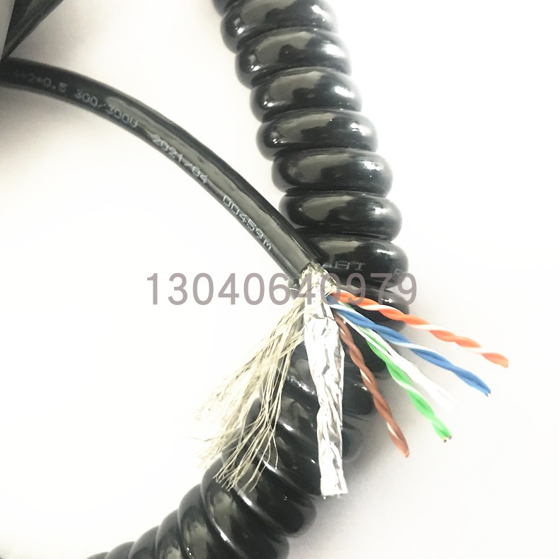 Polyurethane PUR spring mesh route resistant to cold and waterproof stretch control signal plus power supply combined spiral cable